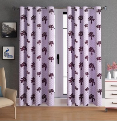 STAMEN 214 cm (7 ft) Polyester Semi Transparent Door Curtain (Pack Of 2)(Printed, Pink)