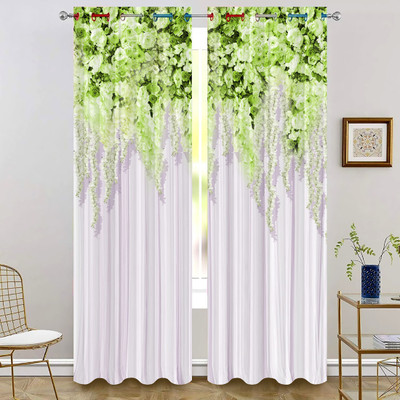DD8 214 cm (7 ft) Door Polyester Room Darkening Curtain Single Curtain(White, Floral)