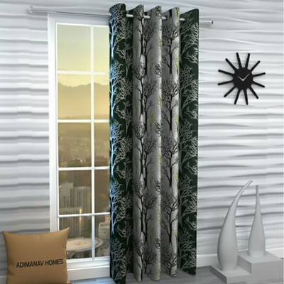 Adimanav 213.36 cm (7 ft) Door Polyester Semi Transparent Curtain Single Curtain(Green, Self Design)