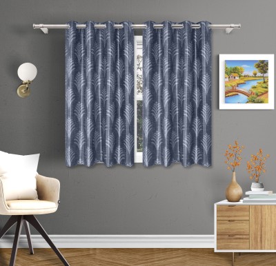 Ville Style 153 cm (5 ft) Polyester Semi Transparent Window Curtain (Pack Of 2)(Floral, Grey)
