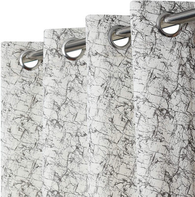 Kraftiq Homes 243 cm (8 ft) Door Velvet Room Darkening Curtain Single Curtain(White, Abstract)