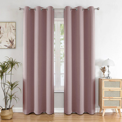 HOMEMONDE 213.36 cm (7 ft) Door Polyester Blackout Curtain (Pack Of 2)(Dark Lavender, Plain)