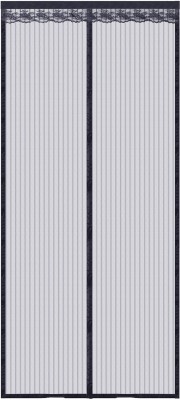 KUBER INDUSTRIES 210 cm (7 ft) Polyester Transparent Door Curtain Single Curtain(Striped, Gray)