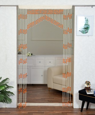 GOYTEX 274.32 cm (9 ft) PVC Semi Transparent Long Door Curtain Single Curtain(Striped, Orange)