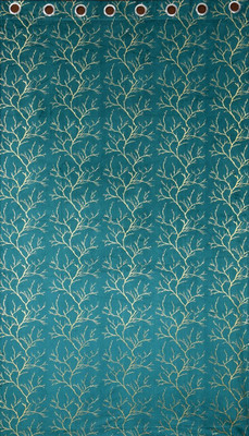 Decorfy 152 cm (5 ft) Window Velvet Room Darkening Curtain Single Curtain(Aqua, Floral)