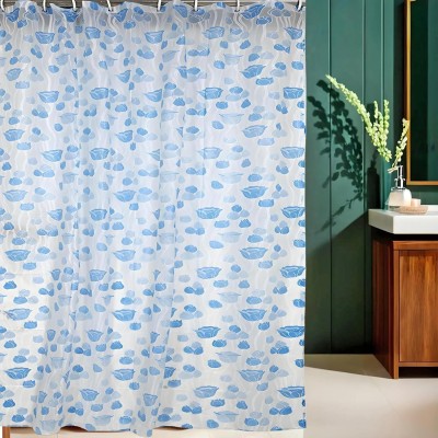 SHAVIN 274 cm (9 ft) PVC Semi Transparent Long Door Curtain Single Curtain(Printed, Blue)