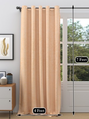 Dream Weaverz 213.36 cm (7 ft) Jacquard Room Darkening Door Curtain Single Curtain(Embroidered, Cream)
