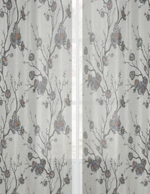 SUHANA FAB 213 cm (7 ft) Polyester Semi Transparent Door Curtain (Pack Of 2)(Printed, Black)