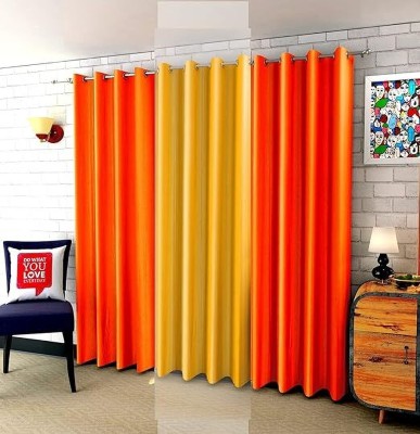 FUNFLIP 213.5 cm (7 ft) Polyester Room Darkening Door Curtain (Pack Of 3)(Plain, Orange,Yellow)