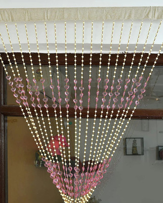 ARVI Deco 214 cm (7 ft) Door Blends Transparent Curtain Single Curtain(Pink, Geometric)