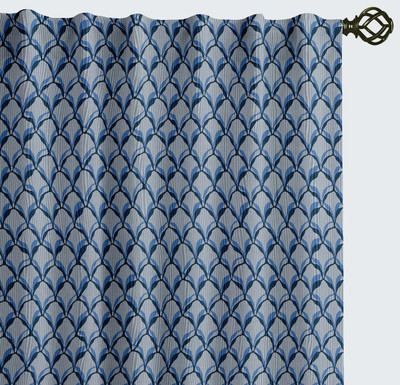 Vargottam 243 cm (8 ft) Long Door Cotton Semi Transparent Curtain (Pack Of 2)(Indigo, Printed)