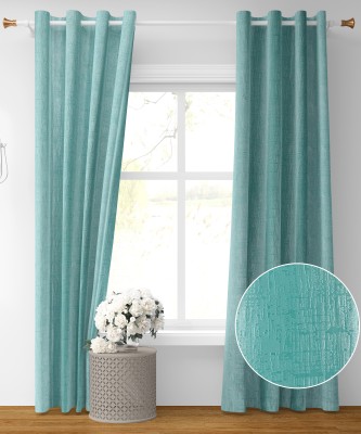 FURNADO 152.4 cm (5 ft) Polyester Room Darkening Window Curtain (Pack Of 2)(Solid, Light Aqua)