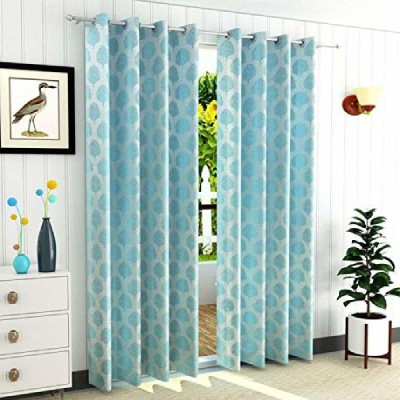 Freshfromloom 153 cm (5 ft) Polyester Room Darkening Window Curtain (Pack Of 2)(Abstract, Aqua)