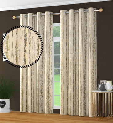 VELOURA 213.36 cm (7 ft) Door Velvet Room Darkening Curtain (Pack Of 2)(Cream, Self Design)