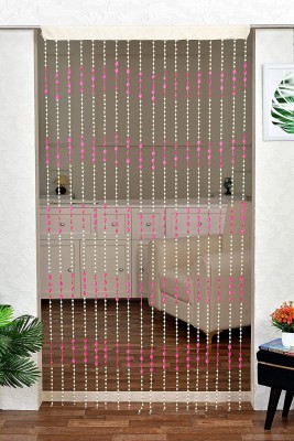 AFSN 214 cm (7 ft) PVC Semi Transparent Door Curtain Single Curtain(Striped, Pink)
