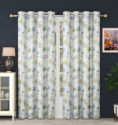 Panipat Textile Hub 213 cm (7 ft) Door Polyester Blackout Curtain (Pack Of 2)(Multicolor-01, Printed)