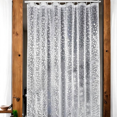 Pop Shade 274 cm (9 ft) Long Door Polyester Semi Transparent Curtain (Pack Of 3)(White, Floral)