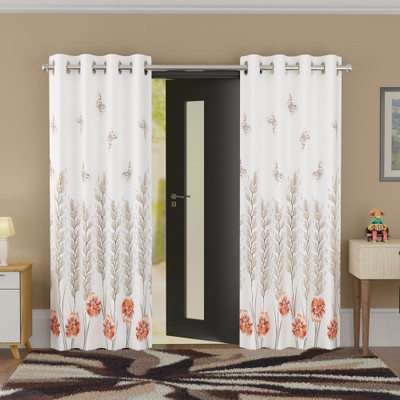 KUBER INDUSTRIES 225 cm (7 ft) Door Polyester Semi Transparent Curtain (Pack Of 2)(White, Self Design)