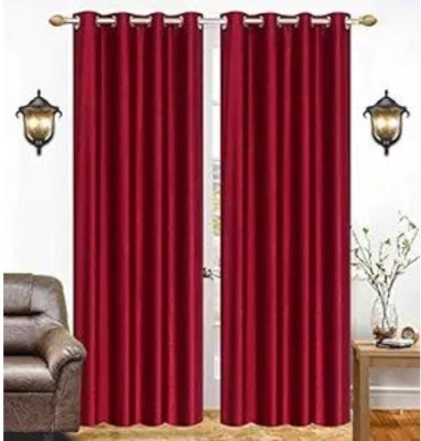 shopgallery 153 cm (5 ft) Polyester Room Darkening Window Curtain (Pack Of 2)(Plain, Maroon)