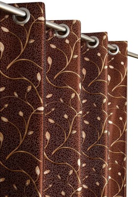 LAfiona 243 cm (8 ft) Satin Blackout Long Door Curtain (Pack Of 2)(Printed, Brown)