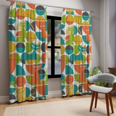 p23 274 cm (9 ft) Polyester Room Darkening Long Door Curtain (Pack Of 2)(Geometric, Multicolor)