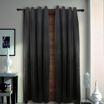 Dulhan Enterprises 213 cm (7 ft) Velvet Room Darkening Door Curtain (Pack Of 2)(Plain, COAL BLACK)