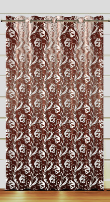 RD 274 cm (9 ft) Long Door Polyester Room Darkening Curtain (Pack Of 2)(Brown, Floral)