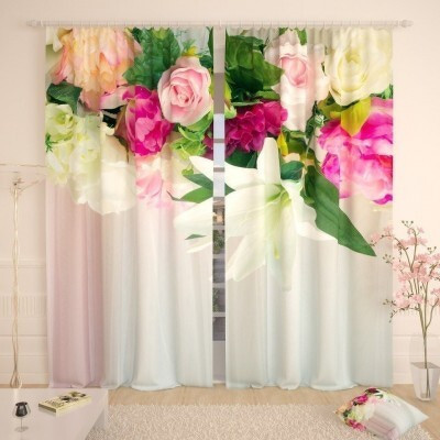 S21 154 cm (5 ft) Window Polyester Room Darkening Curtain Single Curtain(Pink, Floral)