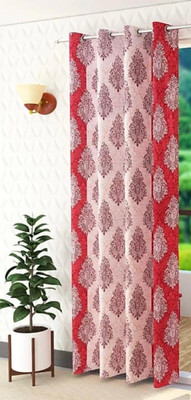 GCPL 152 cm (5 ft) Polyester Semi Transparent Window Curtain Single Curtain(Printed, Maroon)