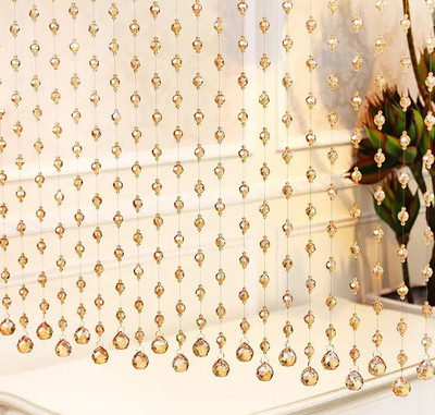 LightWave 210 cm (7 ft) Polyester Semi Transparent Long Door Curtain (Pack Of 10)(Solid, Golden)