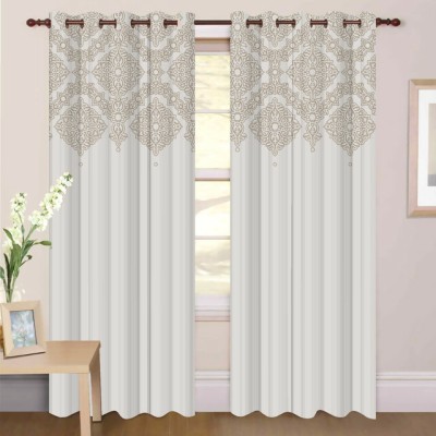 Vmd 214 cm (7 ft) Polyester Room Darkening Door Curtain Single Curtain(Floral, White)
