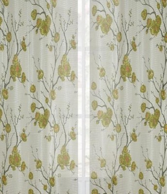 SUHANA FAB 270 cm (9 ft) Polyester Semi Transparent Long Door Curtain (Pack Of 2)(Printed, Green)