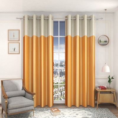 Galaxy Drape 274 cm (9 ft) Polyester Transparent Long Door Curtain (Pack Of 2)(Solid, Gold)