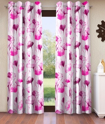 Home Sizzler 153 cm (5 ft) Polyester Semi Transparent Window Curtain (Pack Of 2)(Abstract, Purple)