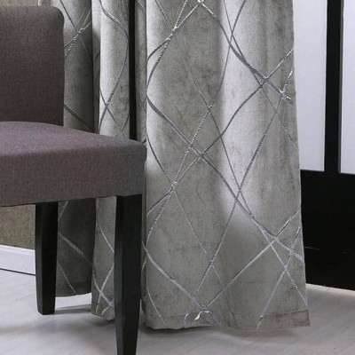 SJV 154 cm (5 ft) Polyester Room Darkening Window Curtain (Pack Of 2)(Geometric, Grey)