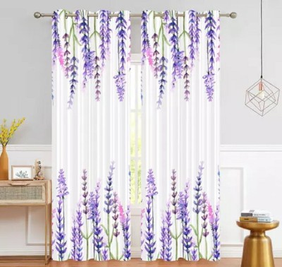 nobel fab 274 cm (9 ft) Polyester Room Darkening Long Door Curtain (Pack Of 2)(Floral, Blue)