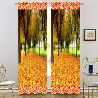 p23 154 cm (5 ft) Window Polyester Room Darkening Curtain Single Curtain(Yellow, Floral)
