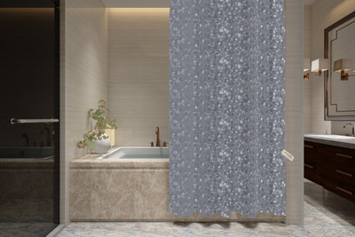 Bluegrass 213 cm (7 ft) PVC Semi Transparent Shower Curtain Single Curtain(Self Design, Grey)