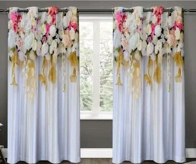 RD 154 cm (5 ft) Window Polyester Room Darkening Curtain Single Curtain(White, Self Design)