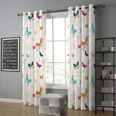 Tramb 152 cm (5 ft) Window Polyester Semi Transparent Curtain (Pack Of 2)(Multicolor3, Printed)