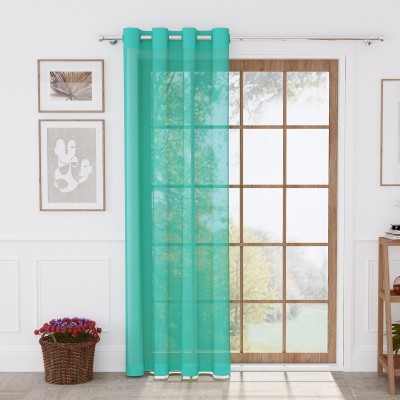 Story@home 275 cm (9 ft) Polyester Semi Transparent Long Door Curtain Single Curtain(Solid, Mint)