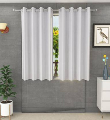 RDK 152 cm (5 ft) Polyester Semi Transparent Window Curtain (Pack Of 2)(Plain, White)