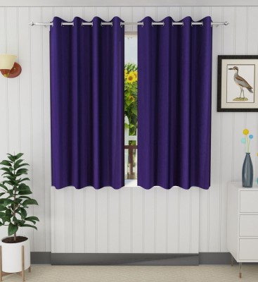 N2C Home 152 cm (5 ft) Polyester Semi Transparent Window Curtain (Pack Of 2)(Solid, Purple)
