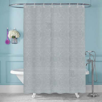 E-Retailer 213 cm (7 ft) PVC Semi Transparent Shower Curtain Single Curtain(Self Design, Grey)