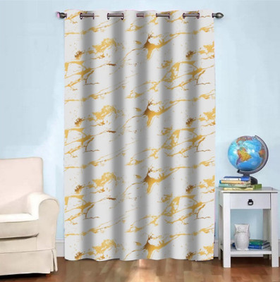 BEST FAB 214 cm (7 ft) Door Polyester Room Darkening Curtain Single Curtain(Yellow, Printed)