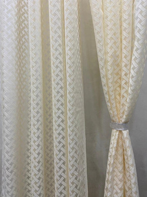 sddfabrics 152 cm (5 ft) Window Net Semi Transparent Curtain (Pack Of 2)(Cream, Geometric)