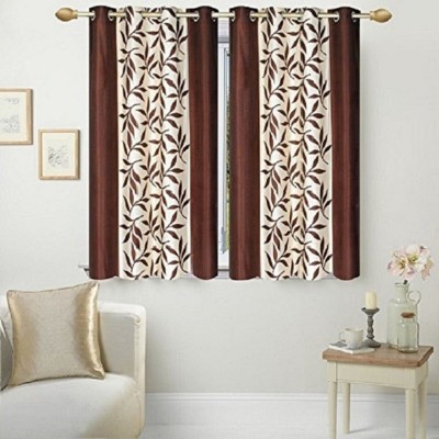 Immix Collections 152.4 cm (5 ft) Polyester Semi Transparent Window Curtain (Pack Of 2)(Printed, Brown)