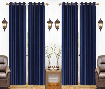 India Furnish 213.4 cm (7 ft) Polyester Semi Transparent Door Curtain (Pack Of 4)(Plain, Solid, Dark Blue)