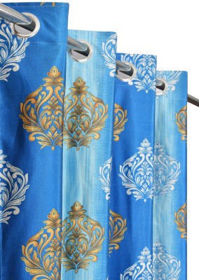 RED RIBBON DECOR 274.32 cm (9 ft) Polyester Room Darkening Long Door Curtain (Pack Of 3)(Self Design, Aqua)