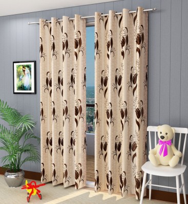 OWNWAY 213 cm (7 ft) Polyester Room Darkening Door Curtain (Pack Of 2)(Printed, Brown)